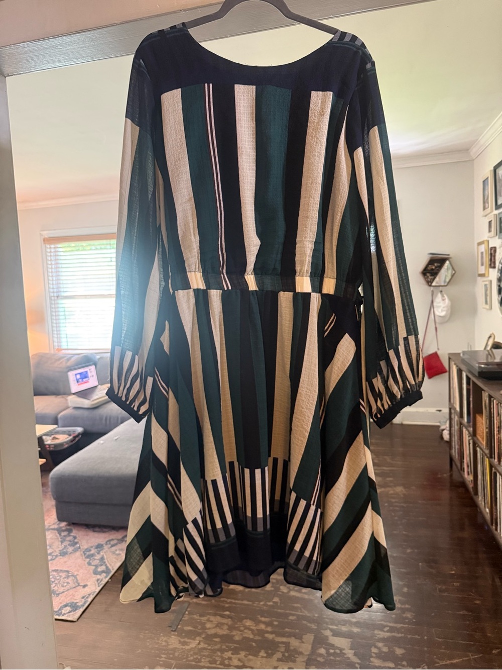 Sunday in Brooklyn Green and Cream Striped Long Sleeve Dress